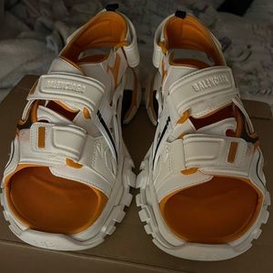 Balenciaga white and orange track sandals size 38
